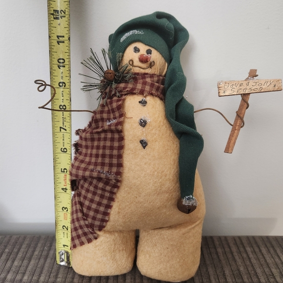 Rustic Handmade Crafted Snowman Winter Holiday Decoration Primitive - Picture 5 of 5